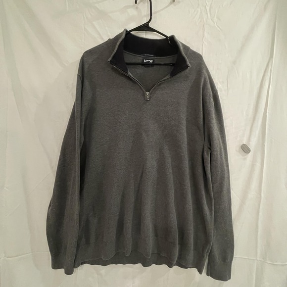 Lands' End Sweater Mens 2XL Tall Gray Quarter Zip Supima Cotton Pullover Knit - Picture 1 of 11